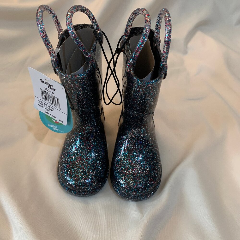 Western Chief Glitter Rain Boot (Girls' Infant-Toddler-Youth) Size 5 M